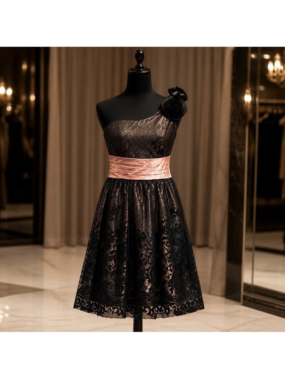 Homecoming Dress Shoulder Lace Satin Sash Coquette Whimsigoth Fairy Party 4030